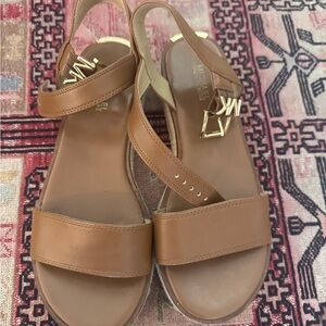 Michael Kors Tan Minimalist Sandals with Adjustable Straps